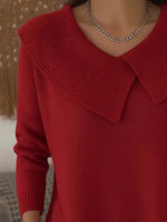 Full Size Solid Color Ribbed Hem Sweater Plus Size