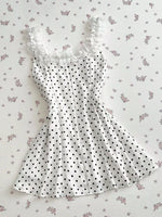 Polka Dot Lace Trim Mini Dress