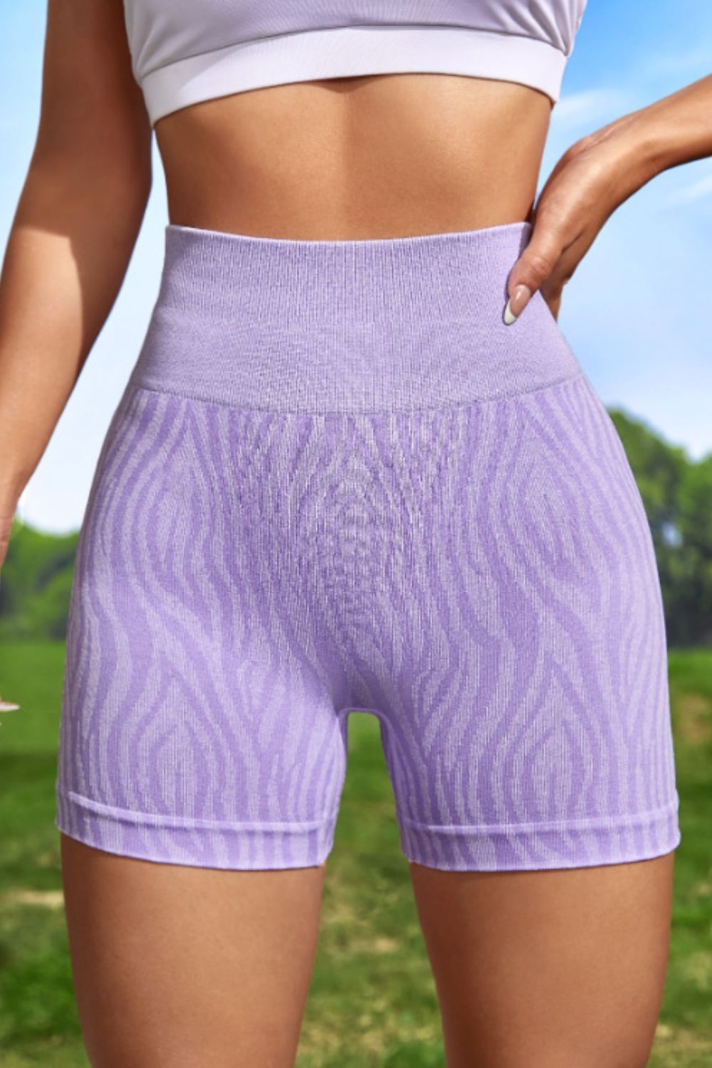 Wide Waistband Slim Fit Active Shorts - Ladyez