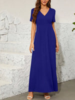 Surplice Short Sleeve Maxi Dress - Ladyez