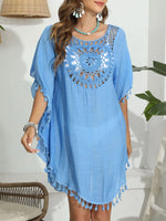 Tassel Crochet Round Neck Cover-Up - Ladyez