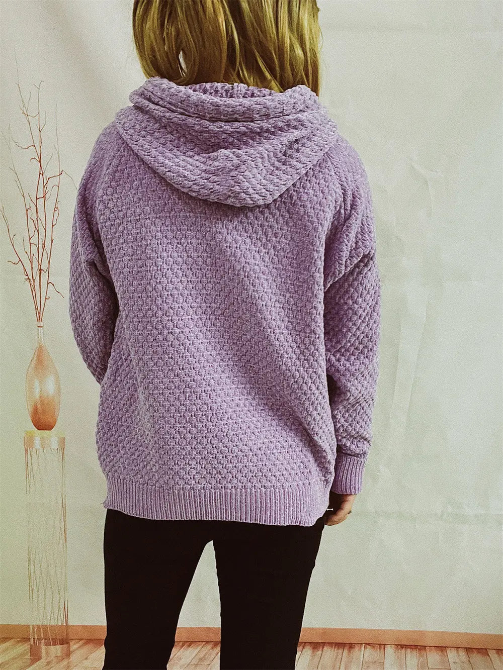 Drawstring Long SleeveHooded Sweater