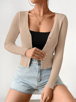 Ribbed Knit Button-Up Cardigan