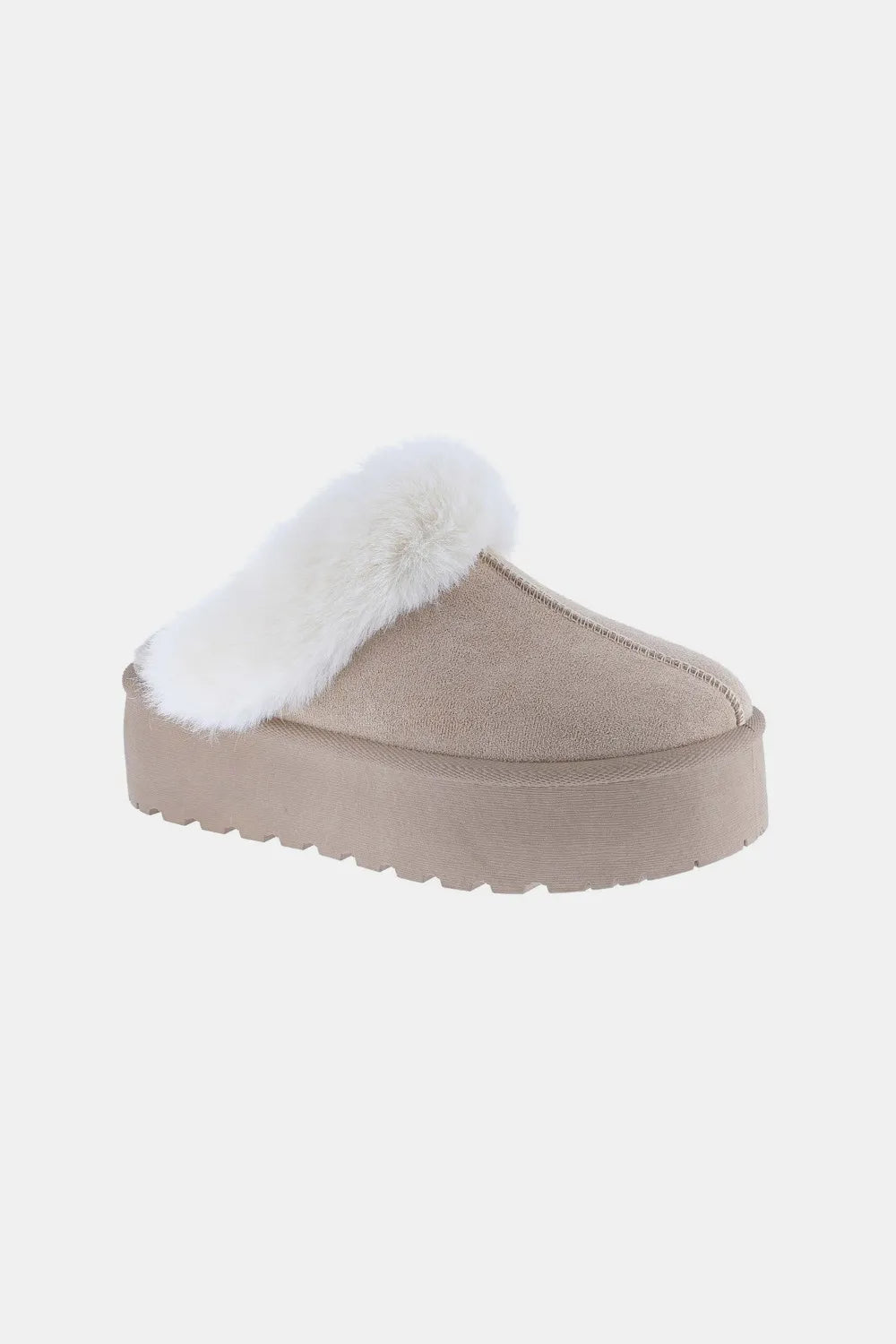 Weeboo Thick Bottom Fur Trim Snow Slippers - Ladyez