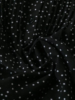Polka Dot Notched Ruffled Cap Sleeve Blouse