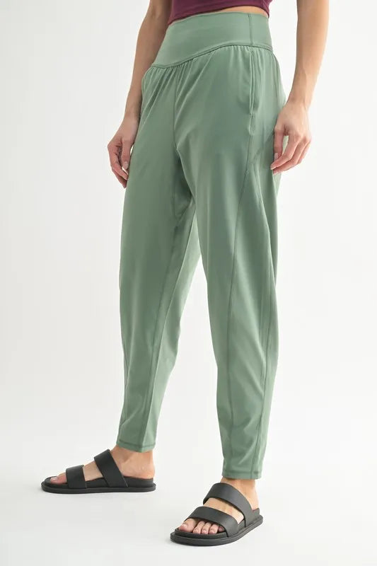 MONO B Flowbarrel High Waist Active Pants - Ladyez