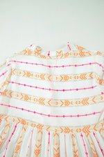 Printed Ruffled Notched Loose Dress