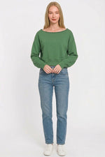 Zenana Fleece Boat-neck Sweatshirt