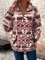 Geometric Half Zip Long Sleeve Sweatshirt