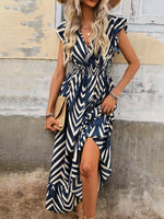 Ruffled Cap Sleeve Midi Dress