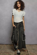 POL V-Neck Short Sleeve T-Shirt with Ruffle Sleeve