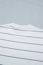 Stripe Half Sleeve Tee and Drawstring Shorts Set