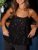 Full Size Sequin Tie Shoulder Cami Plus Size