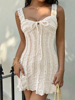 Textured Sweetheart Neck Mini Dress