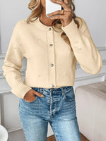 Pearl Embellished Button-Up Cardigan