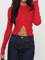 Ribbed Button-Up Cardigan