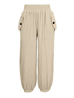 Smocked Textured Casual Pants