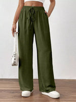 Casual Drawstring Wide Leg Pants