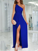 One-Shoulder High Slit Dress - Ladyez