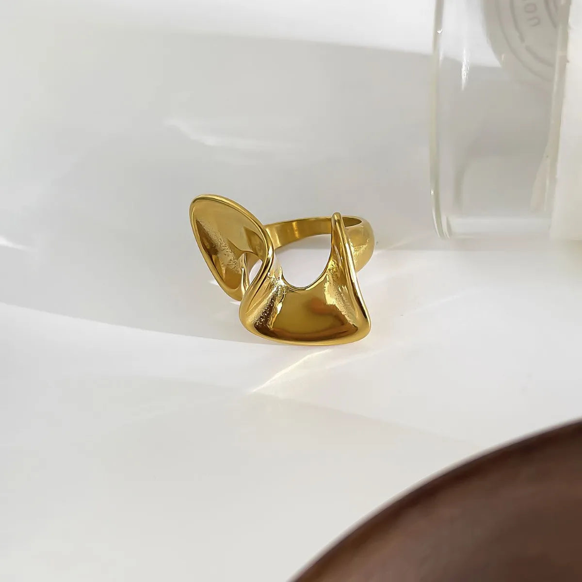 18K Gold-Plated Abstract Wave Ring - Ladyez