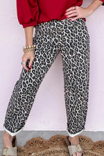 Leopard Print Barrel Jeans
