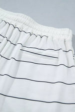 Stripe Half Sleeve Tee and Drawstring Shorts Set