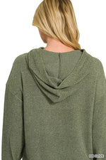 Zenana Brushed Ribbed Hacci Hoodie