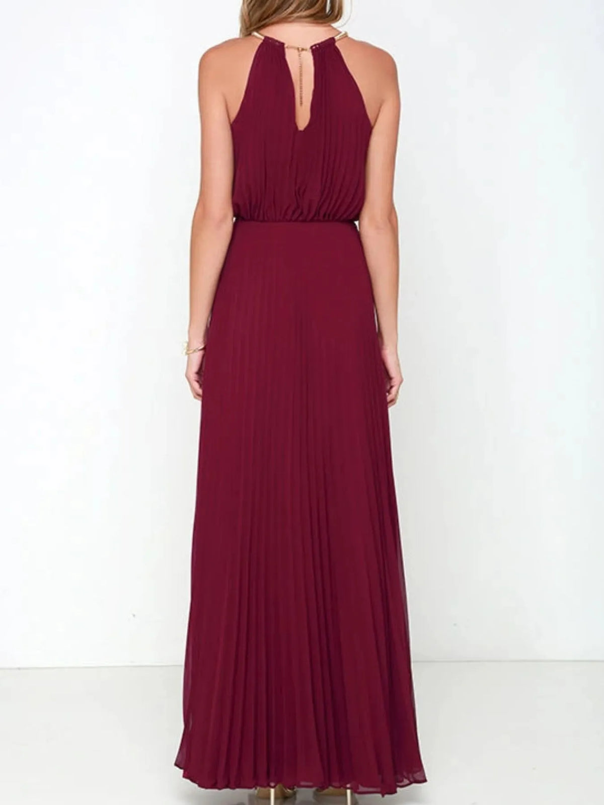 Pleated Sleeveless Maxi Tank Dress - Ladyez