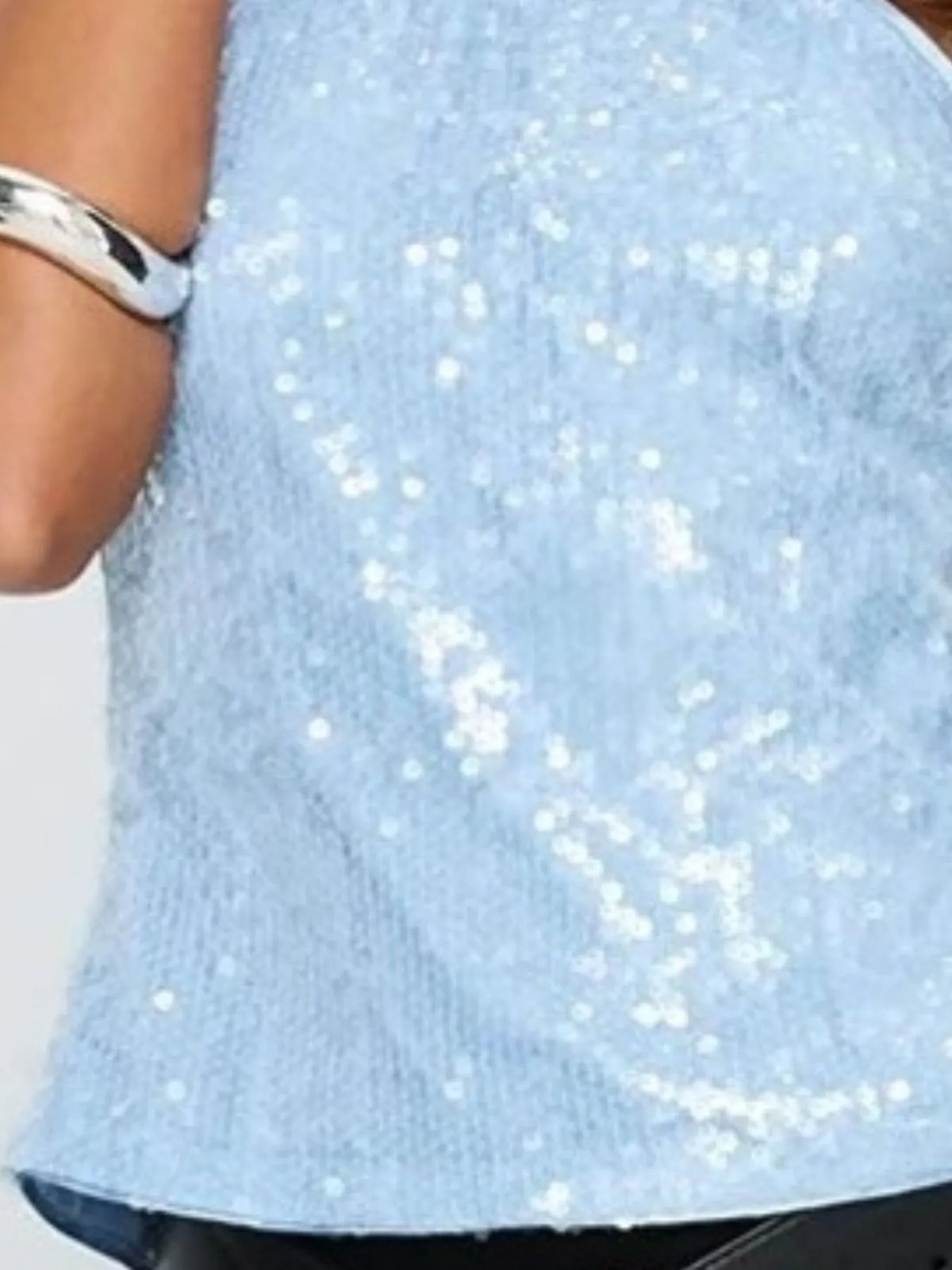 Sequined Halter Neck Cami - Ladyez