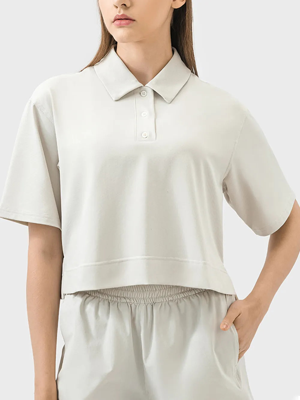 Millennia Half Button Short Sleeve Active T-Shirt - Ladyez
