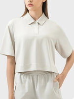 Millennia Half Button Short Sleeve Active T-Shirt - Ladyez