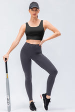 Wide Waistband Slim Fit Active Leggings - Ladyez