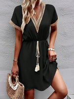 V-Neck Short Sleeve Mini Dress
