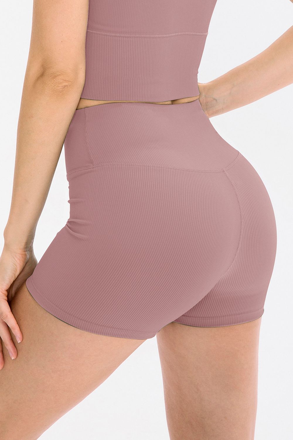 Slim Fit Wide Waistband Sports Shorts - Ladyez