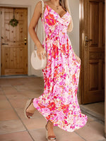 Smocked Printed Surplice Maxi Cami Dress