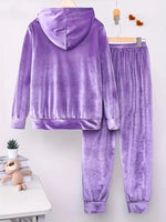 Full Size Velvet Hoodie and Pants Set Plus Size
