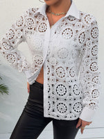 Lace Button Up Long Sleeve Shirt