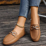Buckle Decor Round Toe Slip-Ons