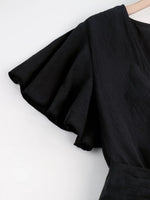 Tie Waist Flutter Sleeve Romper