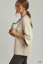 Umgee Round Hem Raglan Sleeve Top