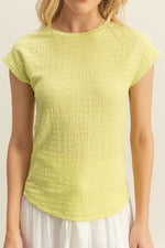 HYFVE Textured Round Neck Cap Sleeve Knit Top