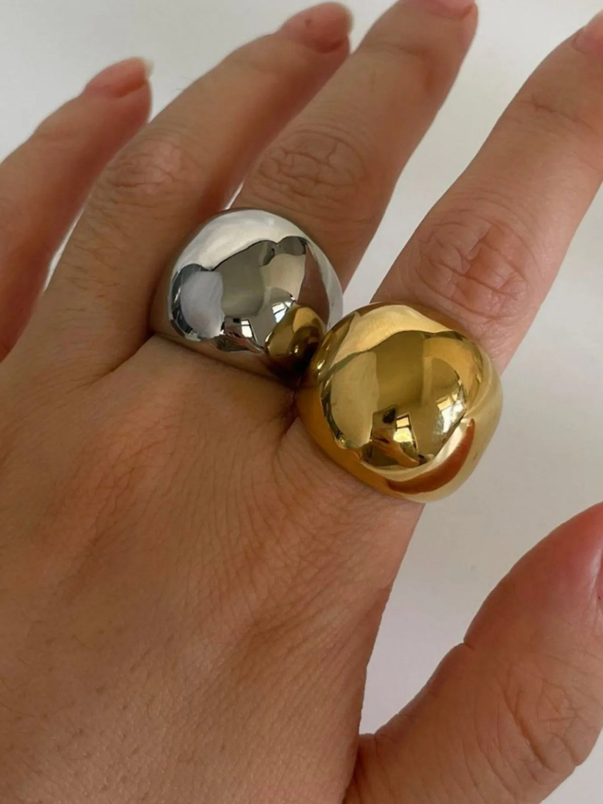 2-Piece Stainless Steel Bubble Shape Ring - Ladyez