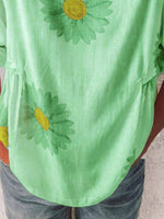 Full Size Flower Round Neck Half Sleeve T-Shirt Plus Size