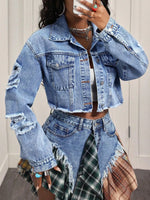 Distressed Cropped Denim Jacket