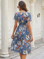 Printed Short Sleeve Midi Dress