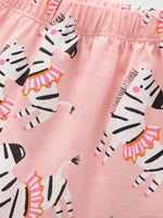 Children's Zebra Print Round Neck Top and Shorts Set