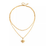 18K Gold-Plated Double Layered Pendant Necklace
