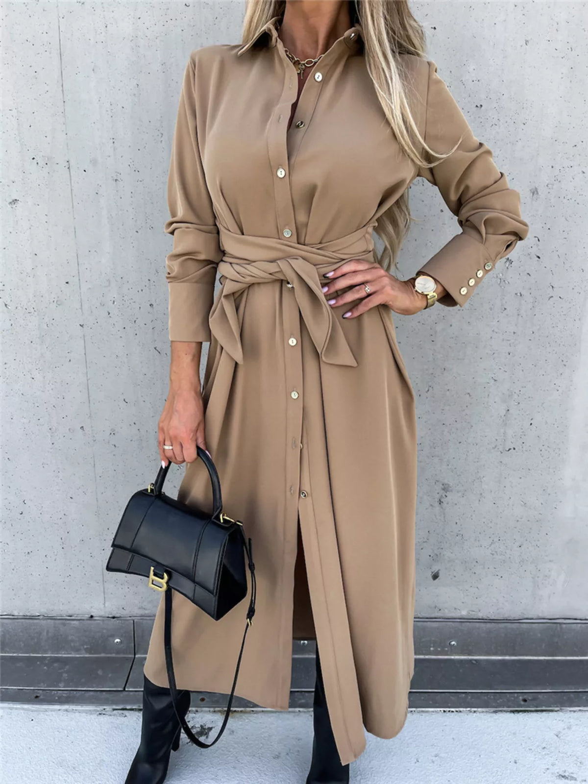Full Size Button Front Shirt Dress Plus Size