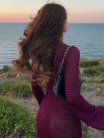 Slit Plunge Flare Sleeve Cover-Up Dress - Ladyez
