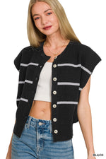 Zenana Striped Viscose Sweater Vest